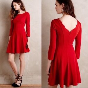 Anthropologie scallop dress red large NWOT